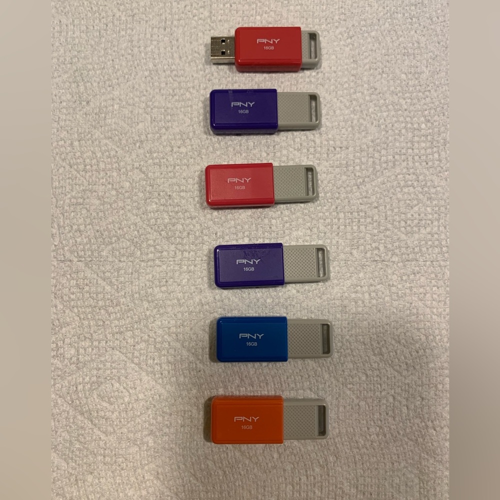 🧠 PNY 16GB colorful thumb drives lot of 6